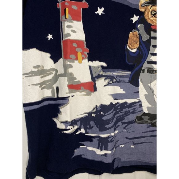 Polo Ralph Lauren Short Sleeve Polo Shirt Nautical Captain Sailor Bear Blue 2XL - Picture 5 of 15